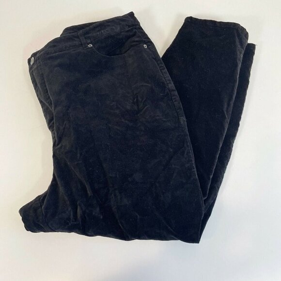 Modcloth Ankle Skinny Pants Womens Plus Size 22 Black Velvet High Rise Pockets - Picture 1 of 9